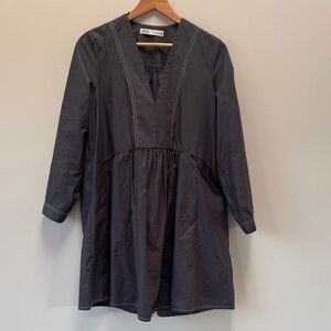 Zara Charcoal V-Neck Tunic Dress